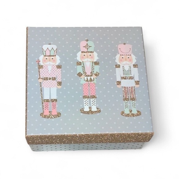 Pastel Pink and Teal Blue Green Nutcracker Christmas Gift Box - Picture 1 of 16